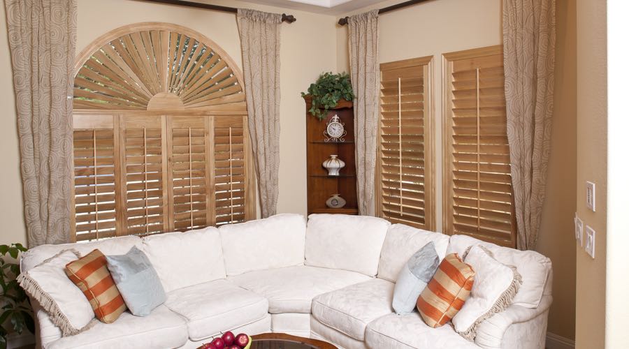 Sunburst Arch Ovation Wood Shutters In Chicago Living Room